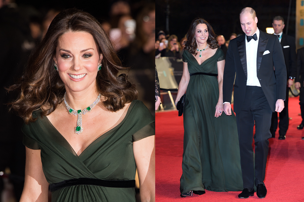 避免政治敏感？凱特皇妃不穿黑裙，以一襲高貴的綠色晚裝現身 BAFTAs