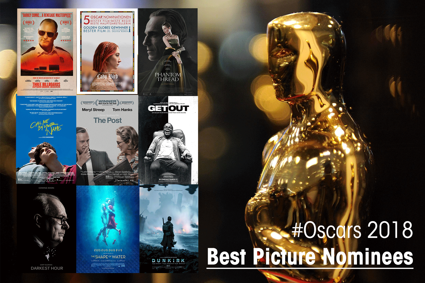 Oscar 2018 懶人包  9 部入圍最佳電影獎的電影你必要認識