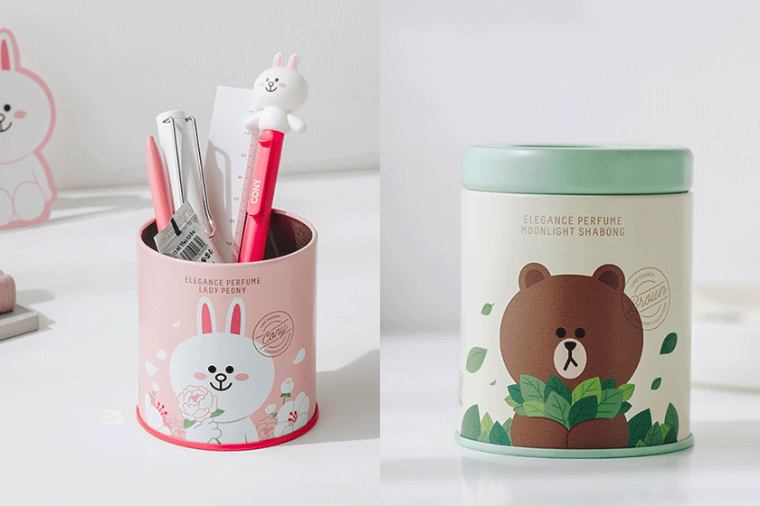 Line Friends 推出 3 款可愛的香氛罐，用完還可以拿來當筆筒呢！