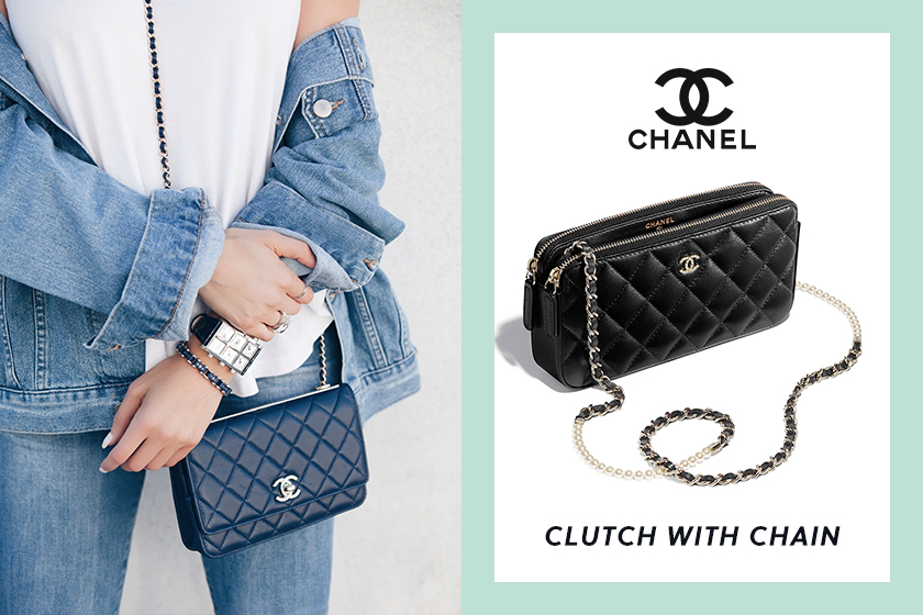 Túi Nữ Chanel Clutch With Chain Gold Black White AP3154B09939NL819   LUXITY
