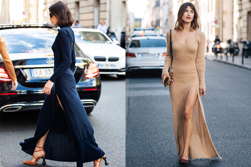 Paris Fashion Week Street Style Slit Dress