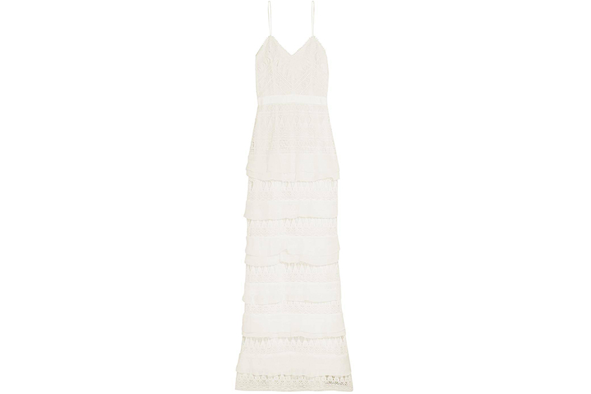 Self-Portrait Penelope Tiered Crepon-trimmed Guipure Lace Gown