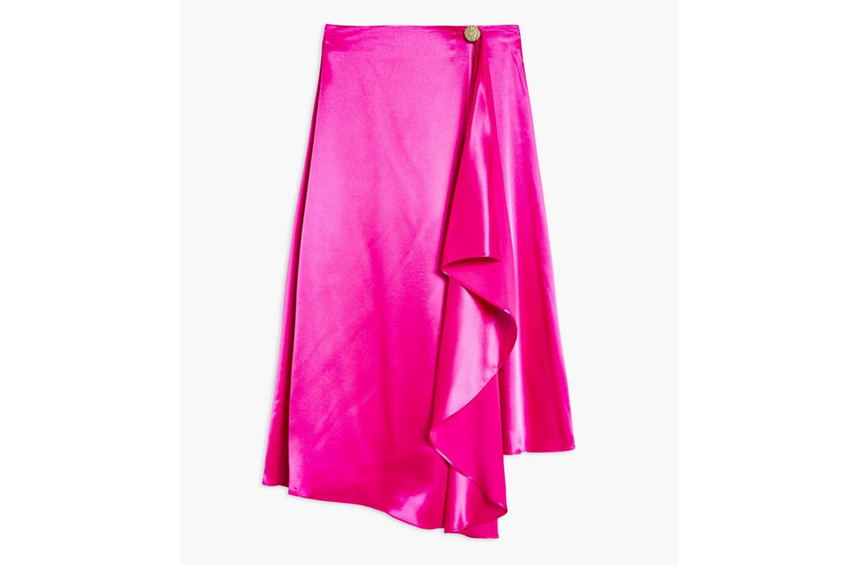 Topshop Satin Drape Midi Skirt