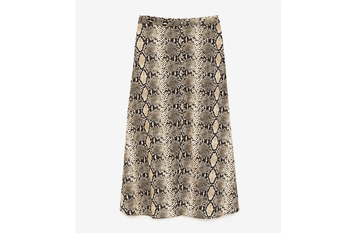Zara Snakeskin-Print Skirt