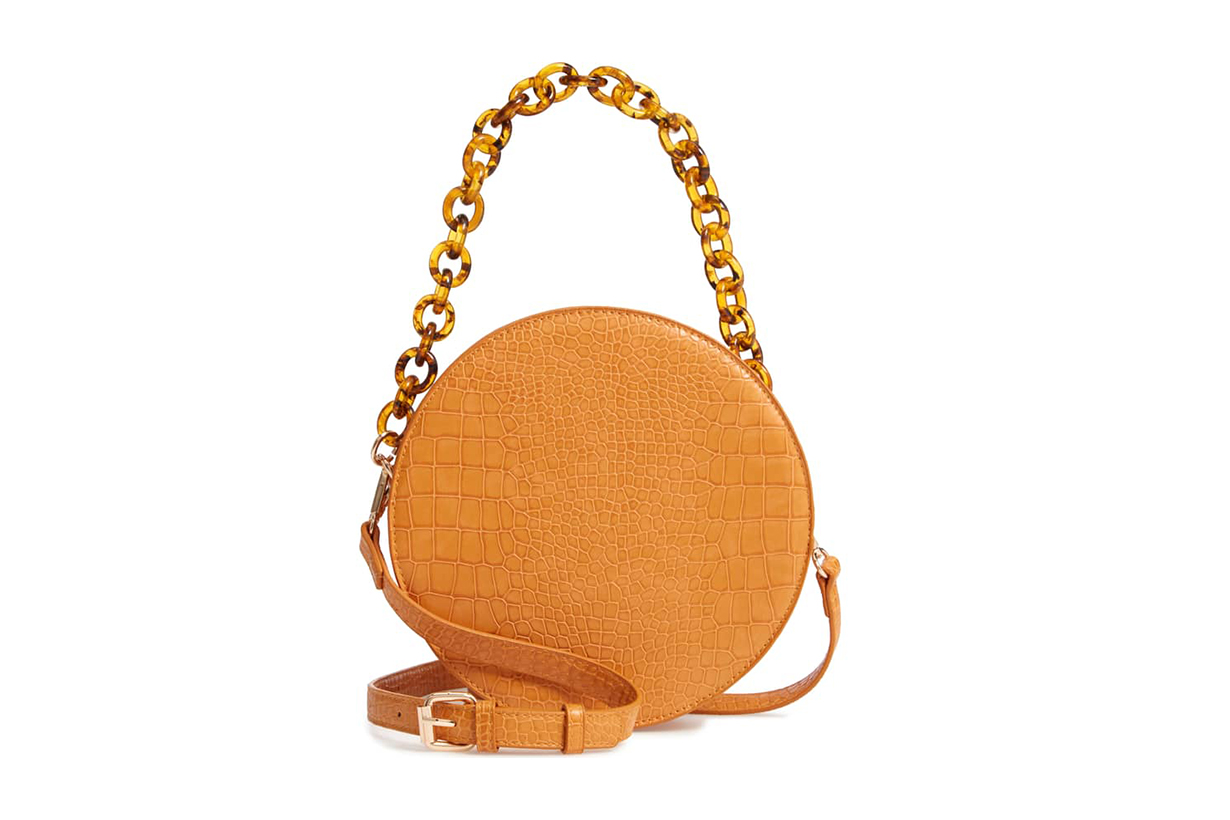 Street Level Croc Embossed Faux Leather Circle Bag