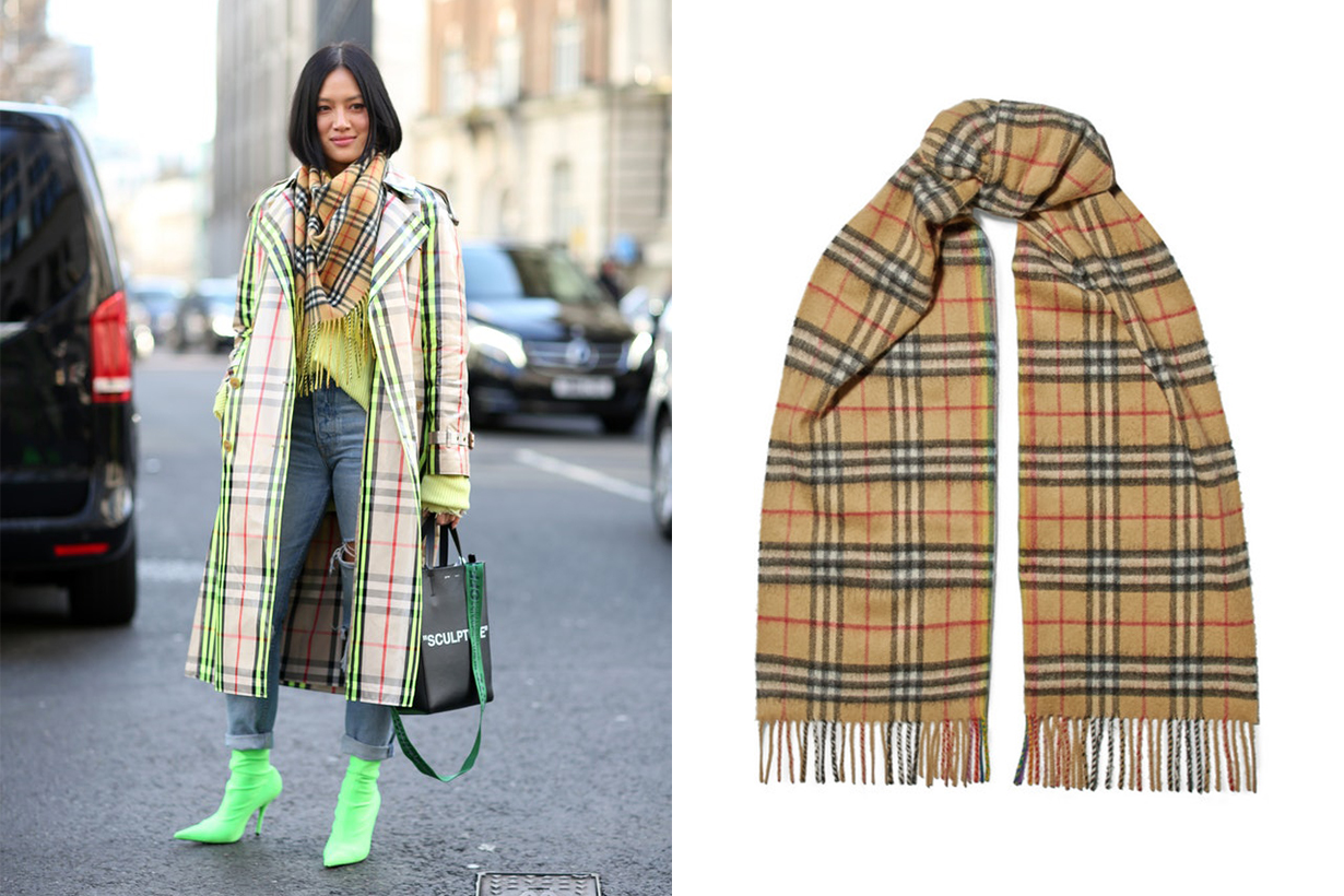 Burberry Checked Cashmere Scarf Winter Street Style