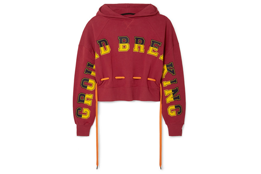 House of Holland  Ground Breaking oversized appliquéd cotton-jersey hoodie