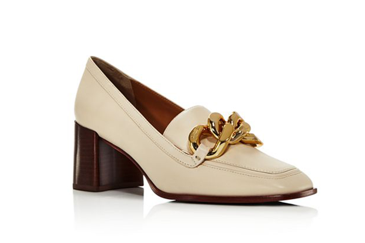 Tory Burch Adrien Square Toe Leather High-Heel Loafers