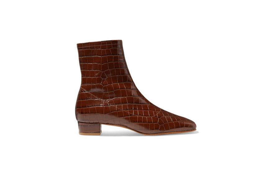 By Far Este Croc-effect Leather Ankle Boots