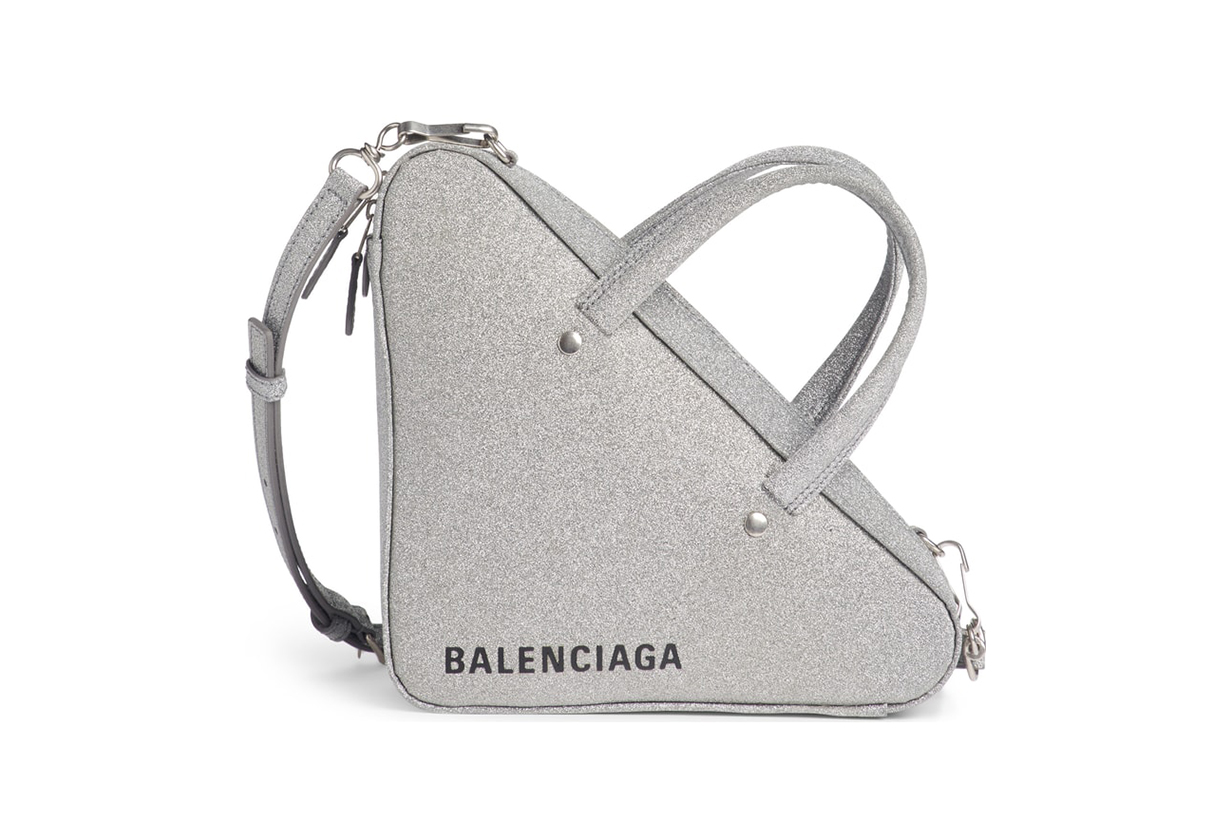 Balenciaga Extra Small Glitter Triangle Leather Bag