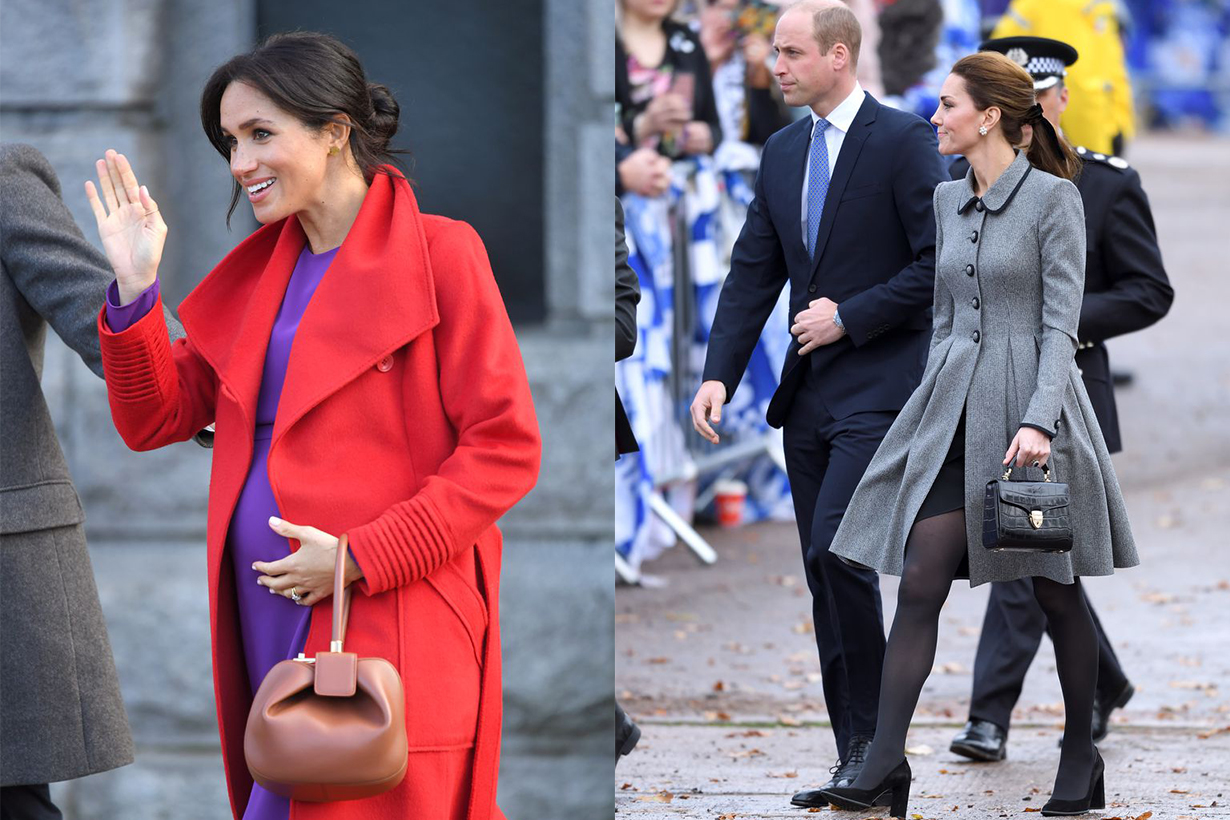 Meghan Markle Red Purple Outfits Kate Middleton Handbags