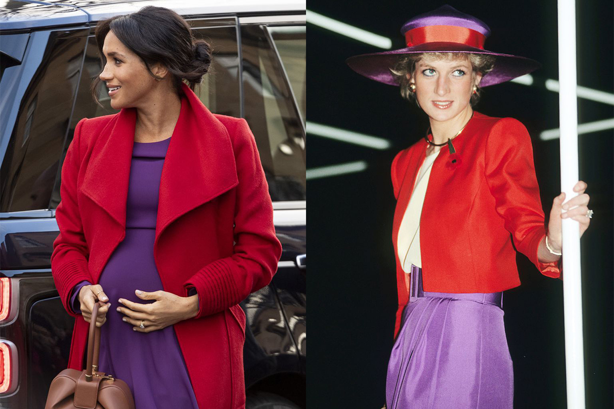 Meghan Markle Princess Diana Purple Red Outfits