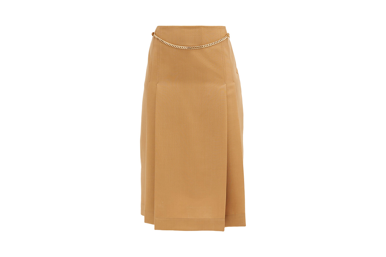 VICTORIA BECKHAM Belted pleated wool high-rise skirt