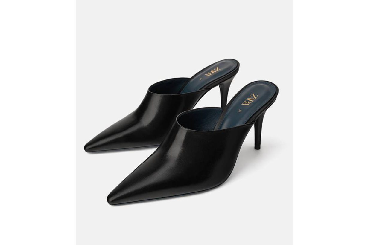 Zara Blue Collection Leather Mules