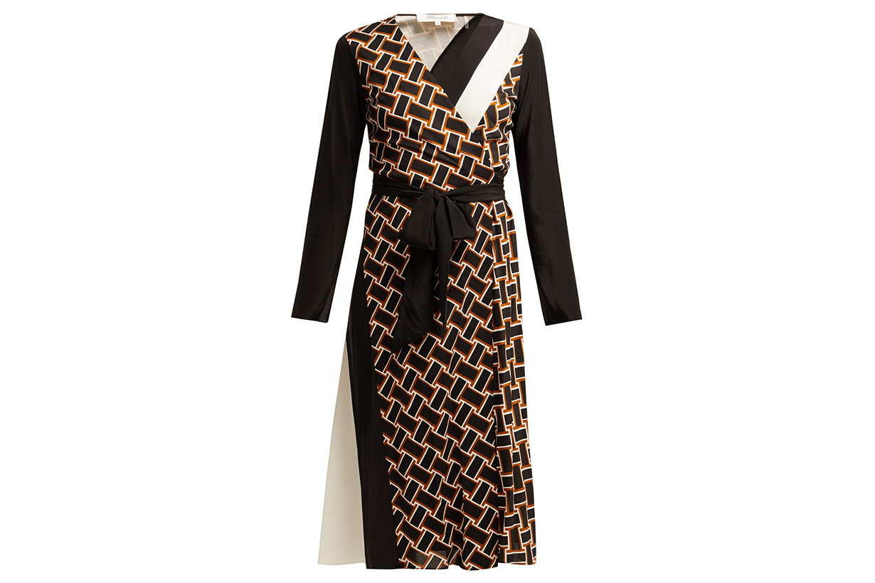 Diane Von Furstenberg Maureen Geometric-Print Silk Wrap Dress