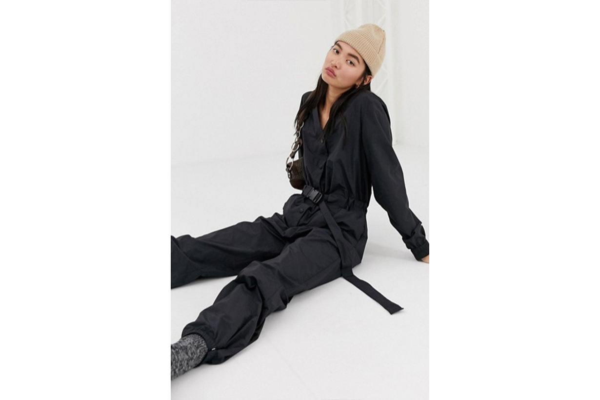 Weekday Sporty Jumpsuit with Belt in Black