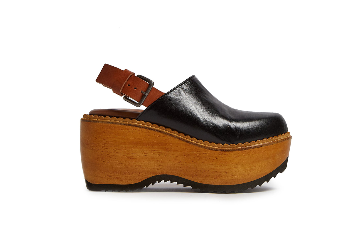 Leather and Wood Slingback Clog-Sandals