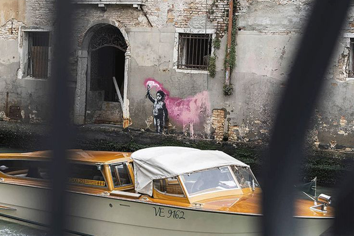 Banksy Venice in oil art little boy
