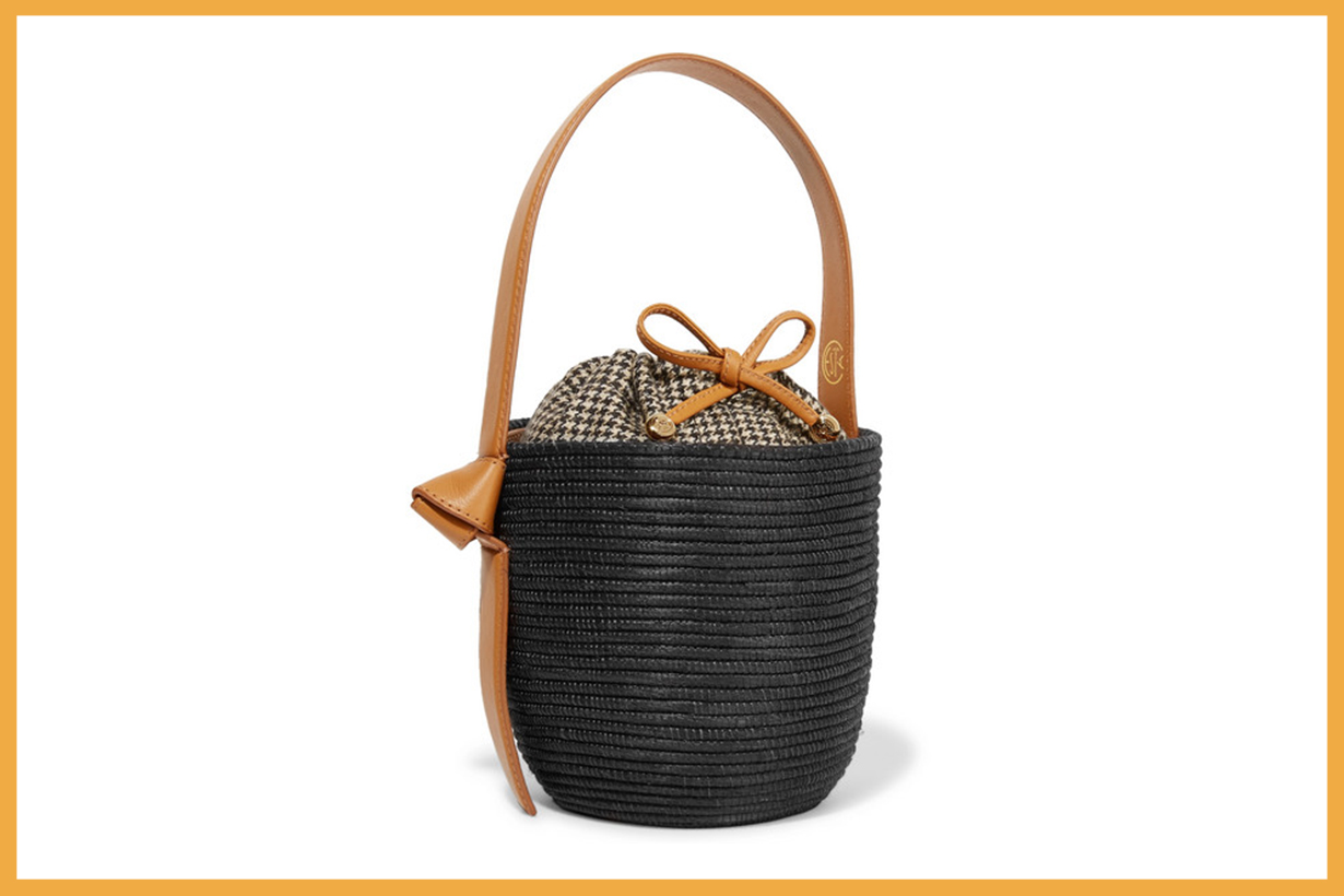 Cesta Collective Lunchpail Leather-Trimmed Woven Sisal Bucket Bag