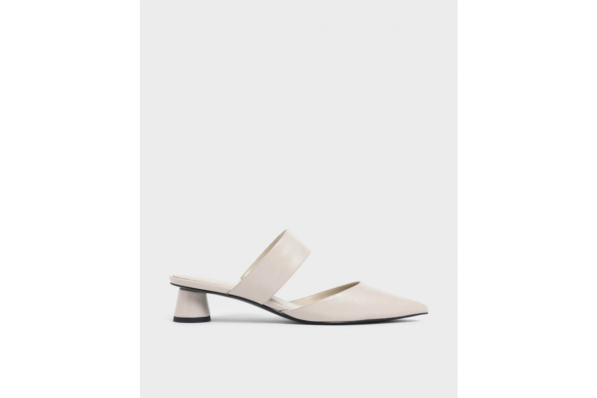 Thick Strap Cylindrical Heel Mules