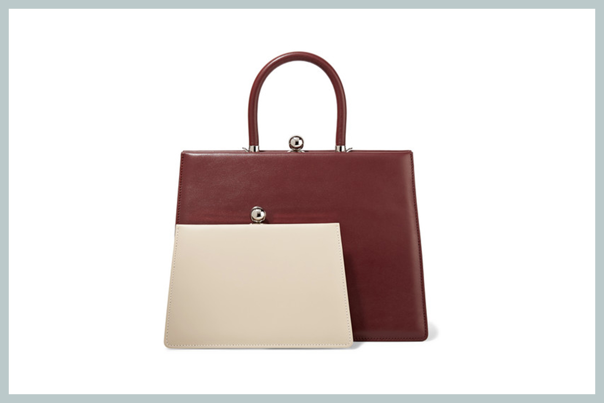 Twin Frame Two-Tone Leather Tote