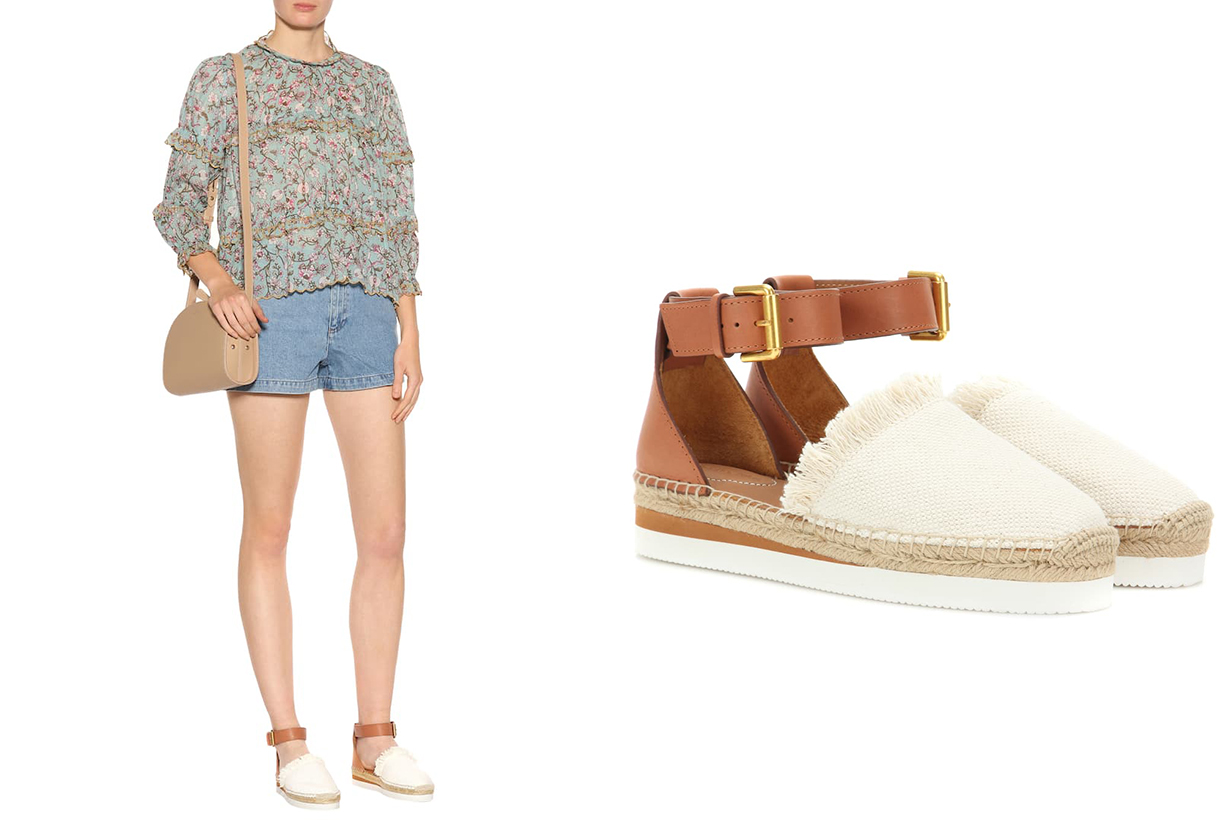 Canvas and Leather Espadrilles