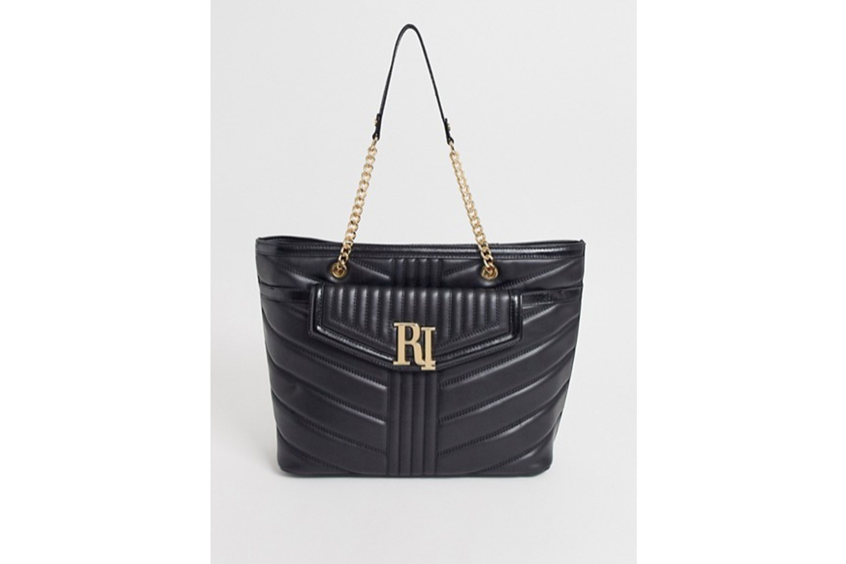 River Island Quilted Tote Bag in Black