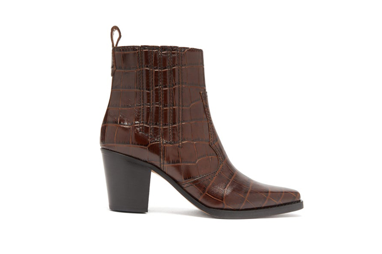 Callie Western Crocodile-Effect Leather Boots