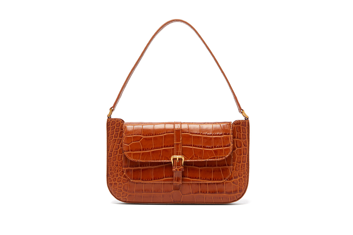 Miranda Crocodile-Effect Leather Shoulder Bag