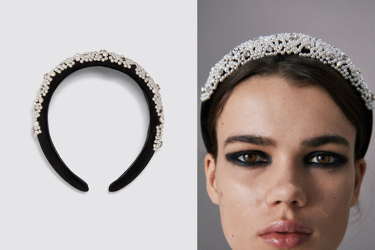 Zara-水鑽和人造珍珠鑲飾髮箍299