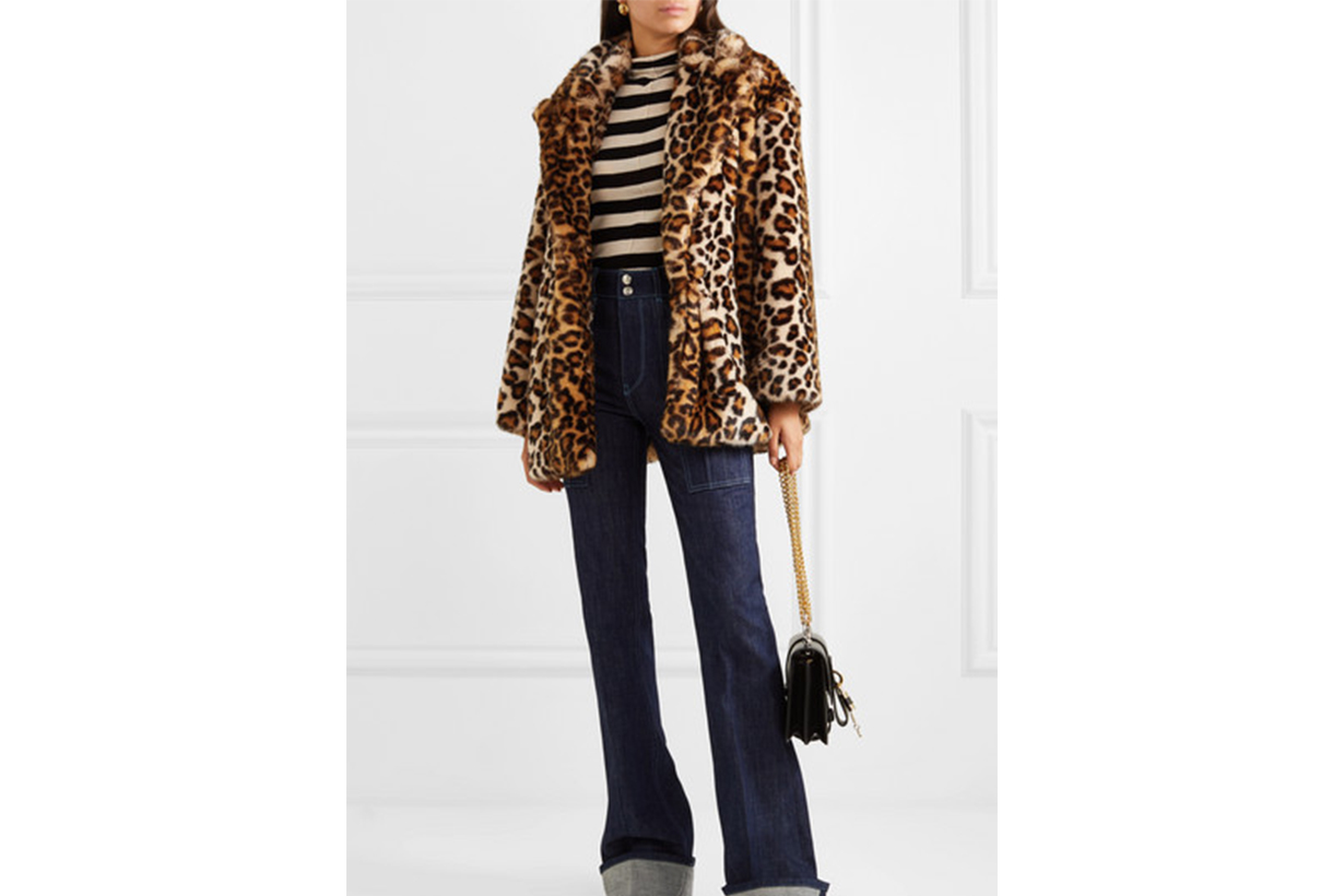 Caban Leopard-print Faux Fur Coat