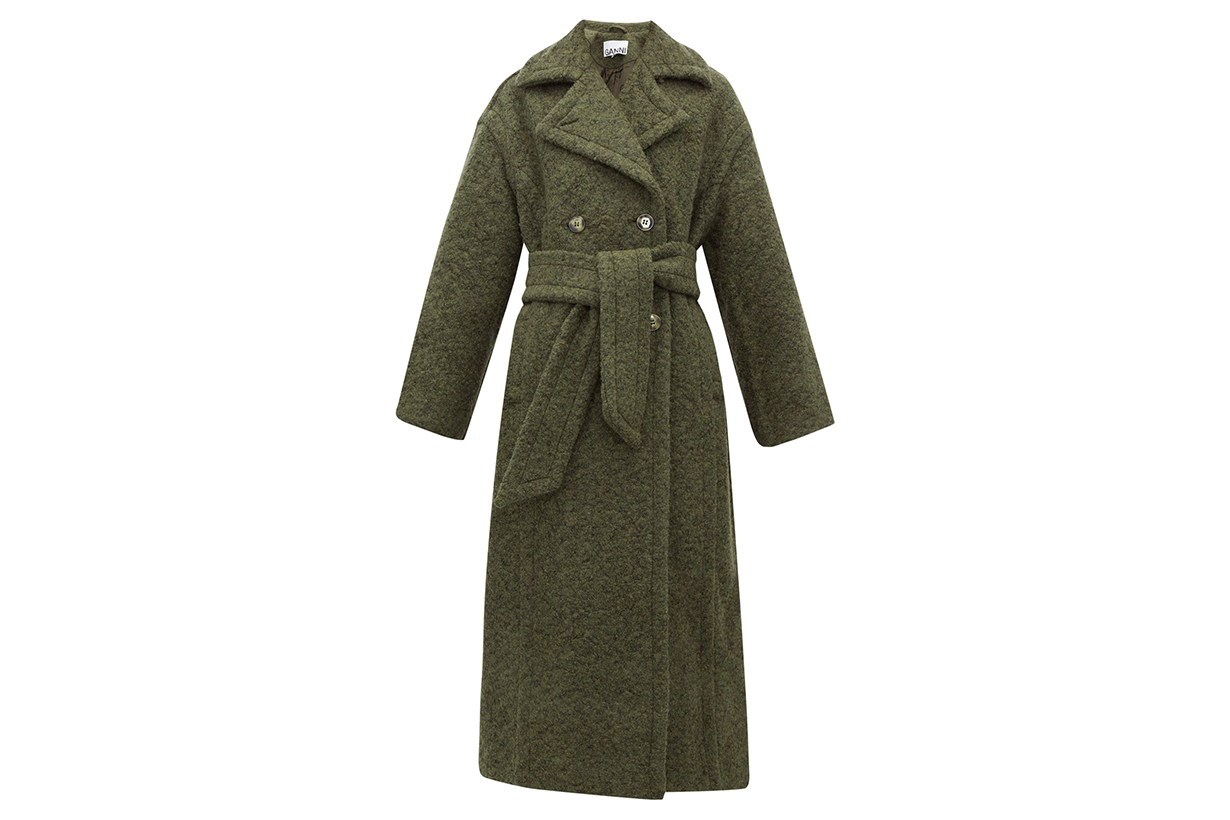 Belted Double-breasted Wool-blend Coat
