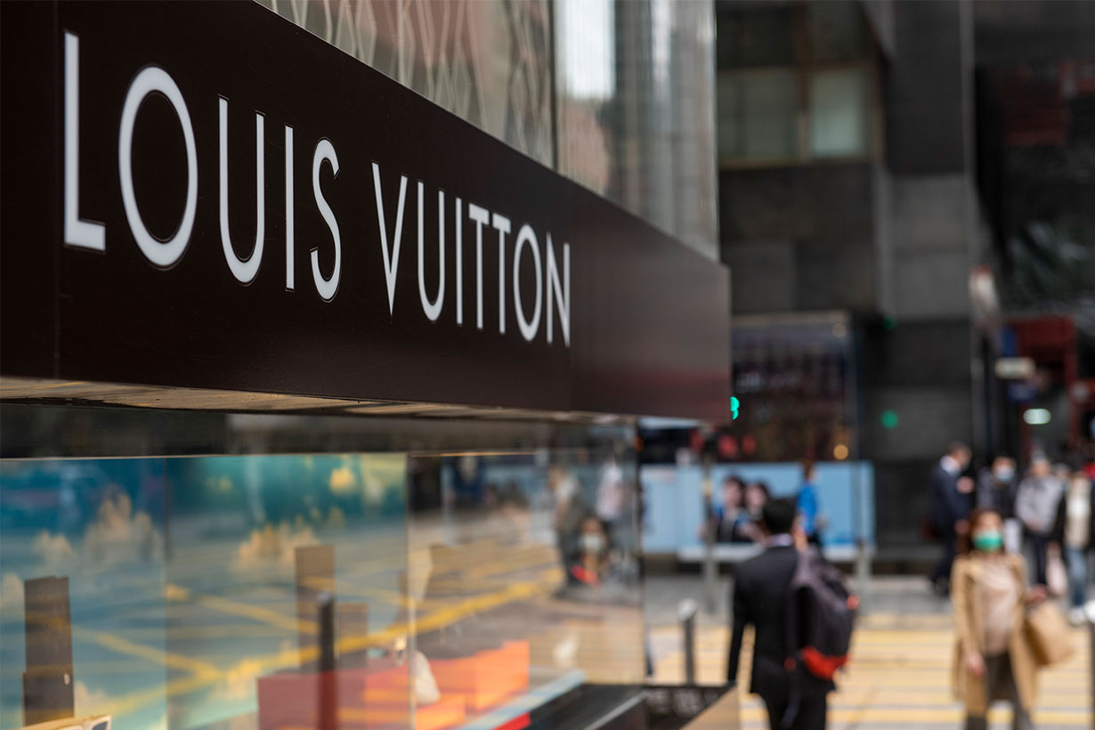 French luxury fashion brand Louis Vuitton store and logo seen in Hong Kong. 