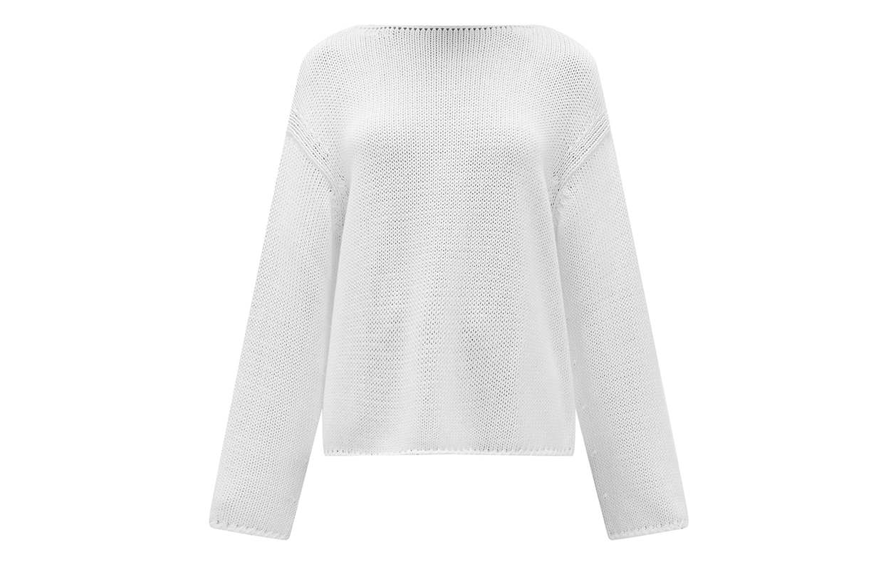 Boat-neck organic-cotton sweater