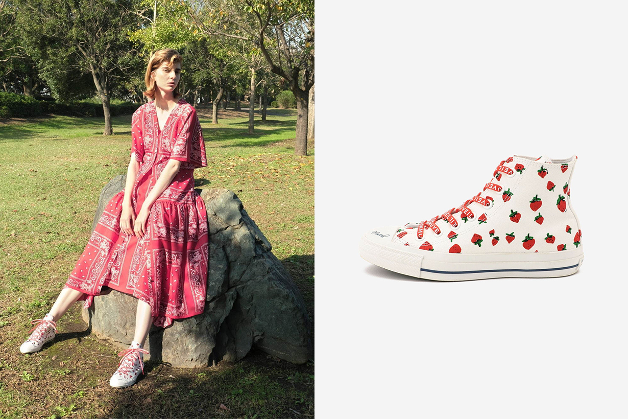 Converse Tokyo x MUVEIL All-Star 聯乘鞋款滿滿的水彩草莓圖案惹人心動！