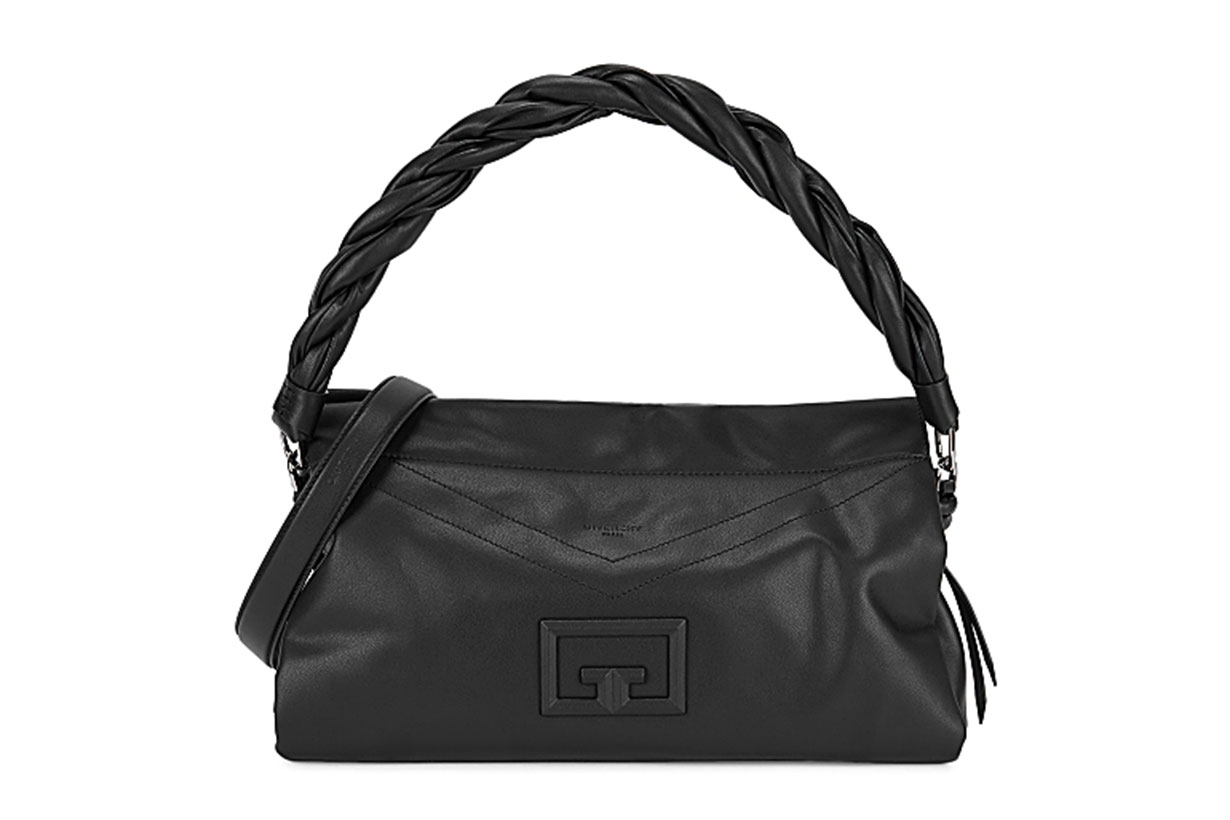 ID93 large black leather shoulder bag