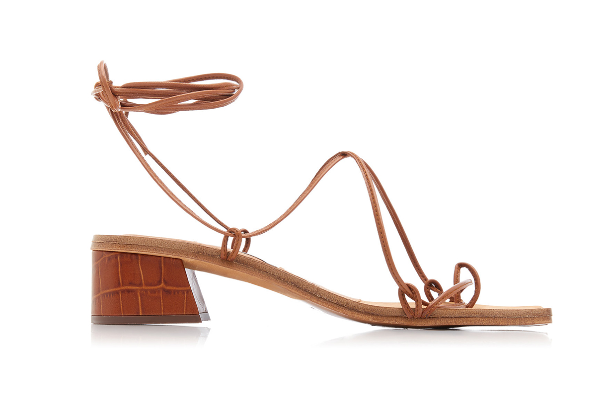 Miista Cimarron Croc-Effect Leather Lace-Up Sandals