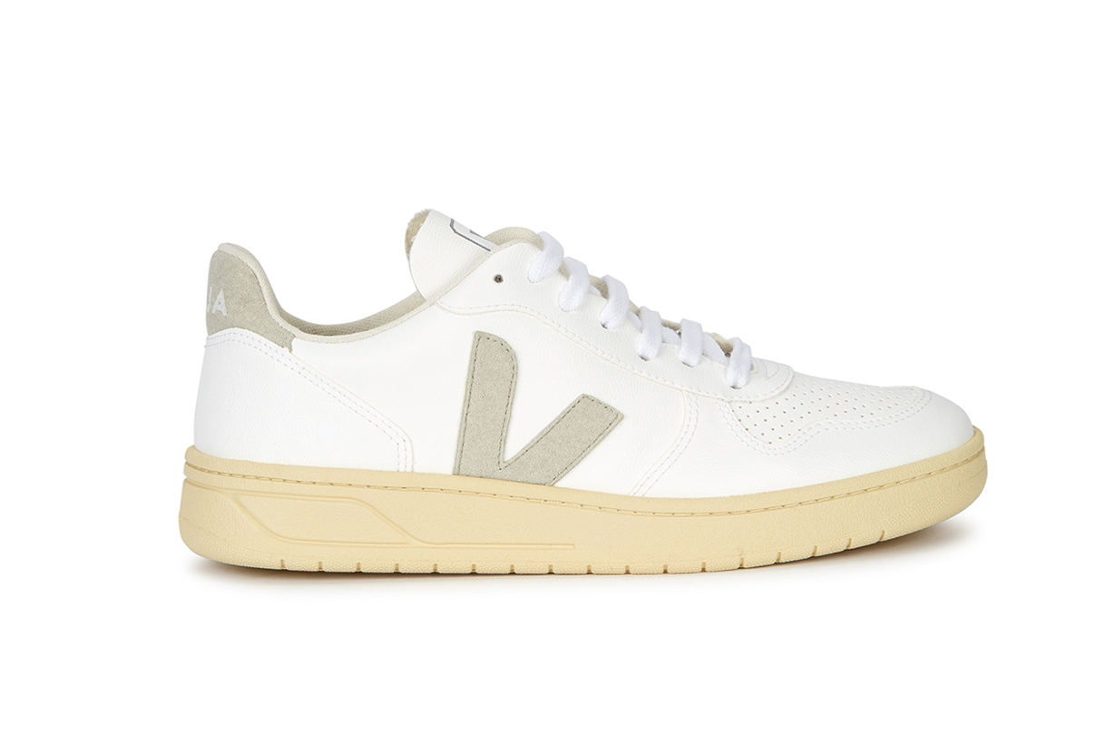 V-10 white leather sneakers