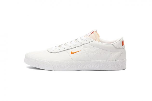 nike sb swoosh logo sneakers white leather orange