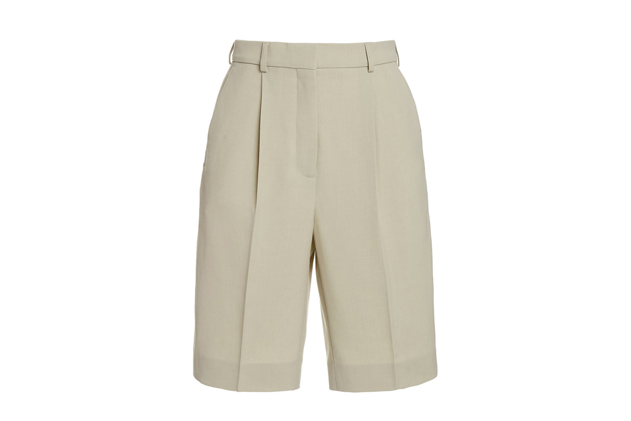 Acne Studios Ruthie Pleated Wool-Blend Knee-Length Shorts