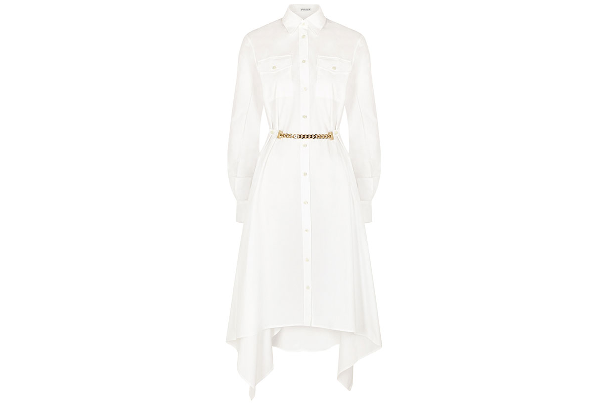 JW ANDERSON White draped cotton shirt dress