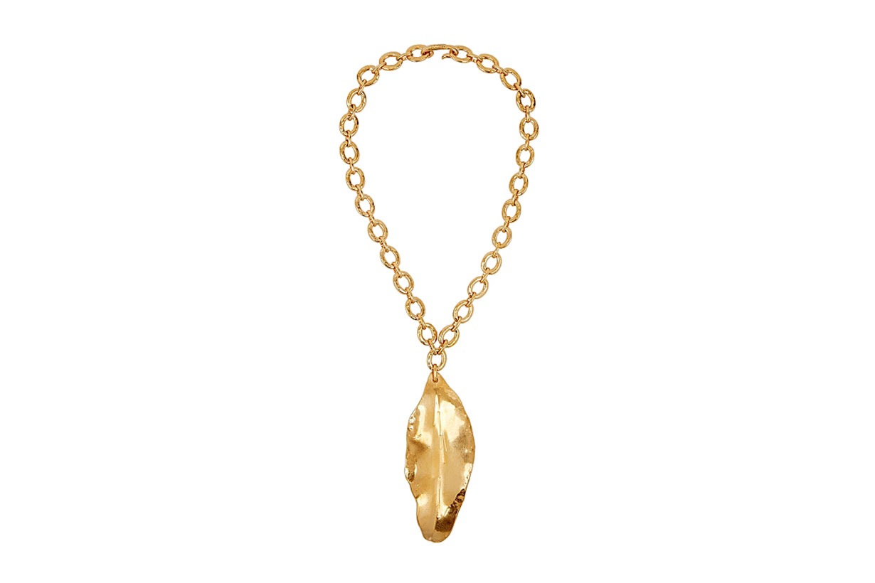 MARNI Gold-tone leaf pendant necklace