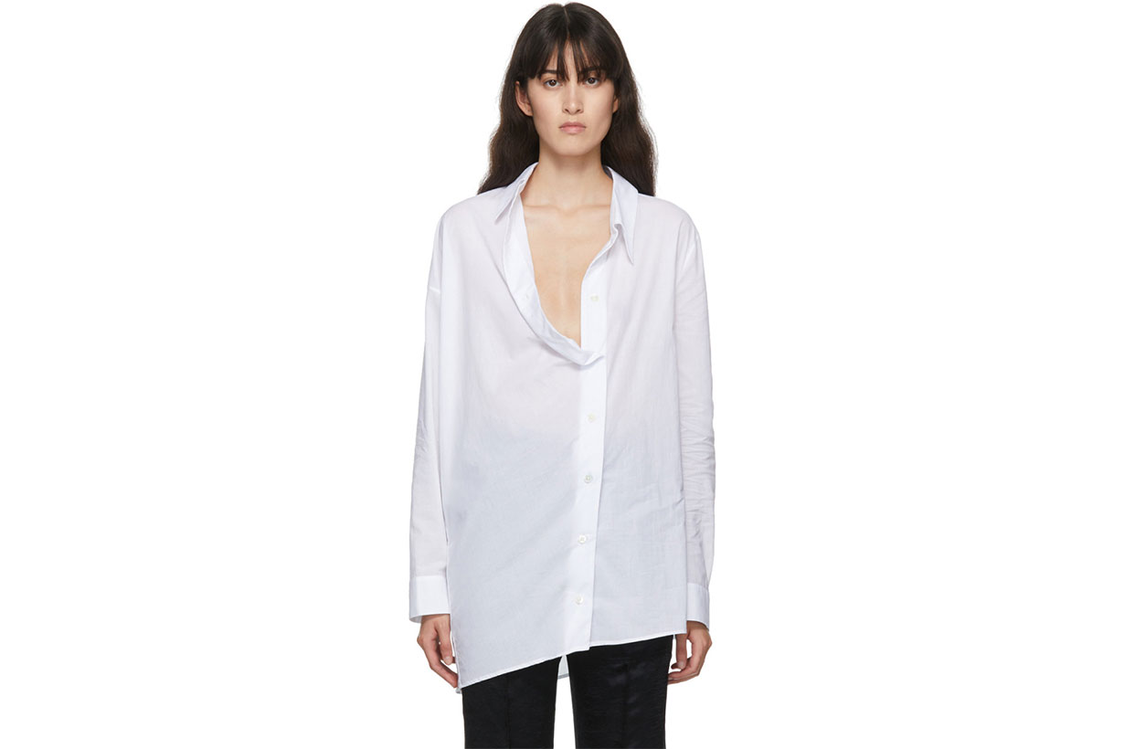 Ann Demeulemeester SSENSE Exclusive White Oversized Belted Shirt