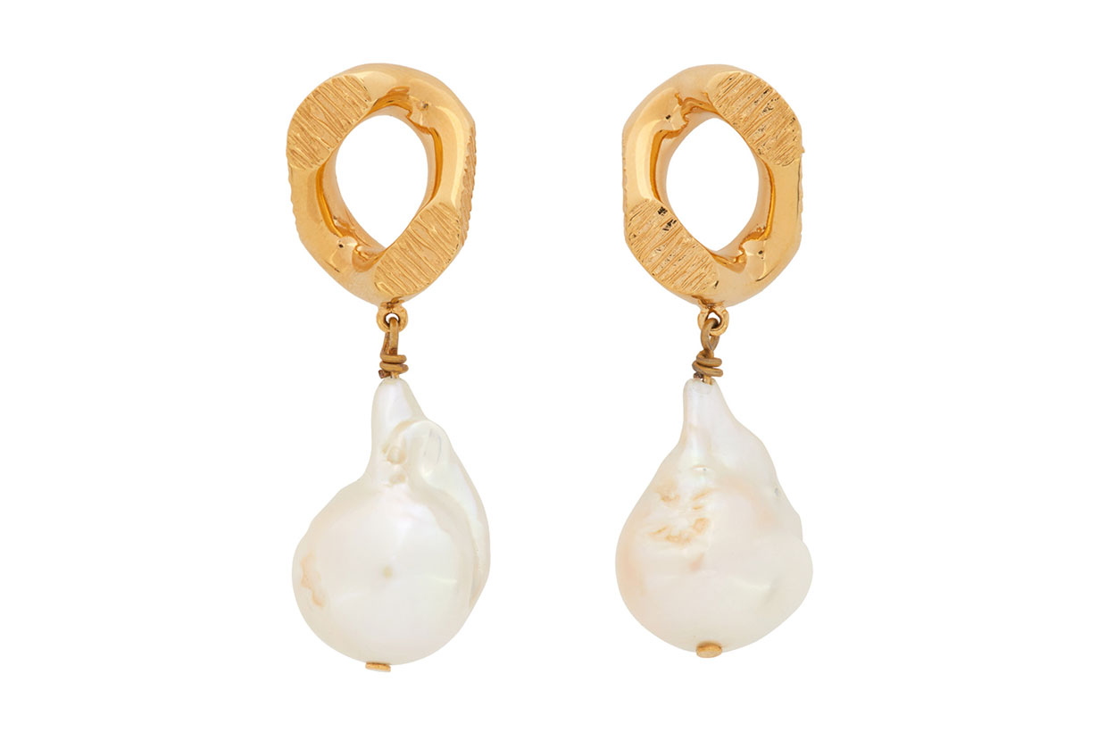 Burberry Gold Pearl Chain-link Earrings