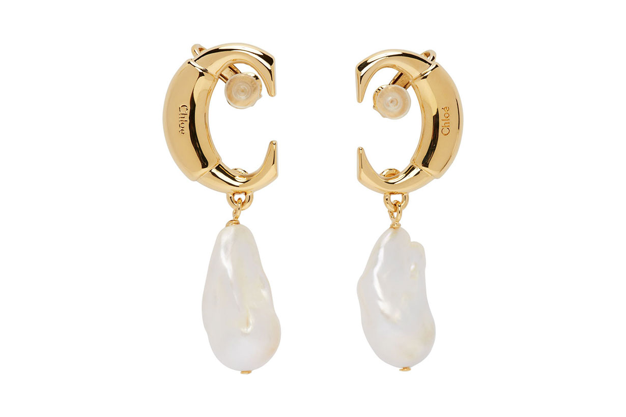 Chloé Gold Darcey Pearl Drop Earrings