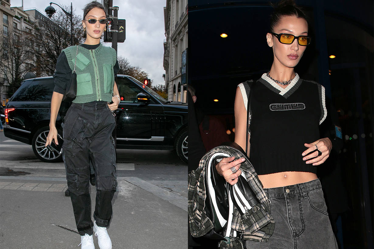 Bella Hadid Knitted Vest V neck sweater celebrities style street style fall winter 2020 fashion trends 