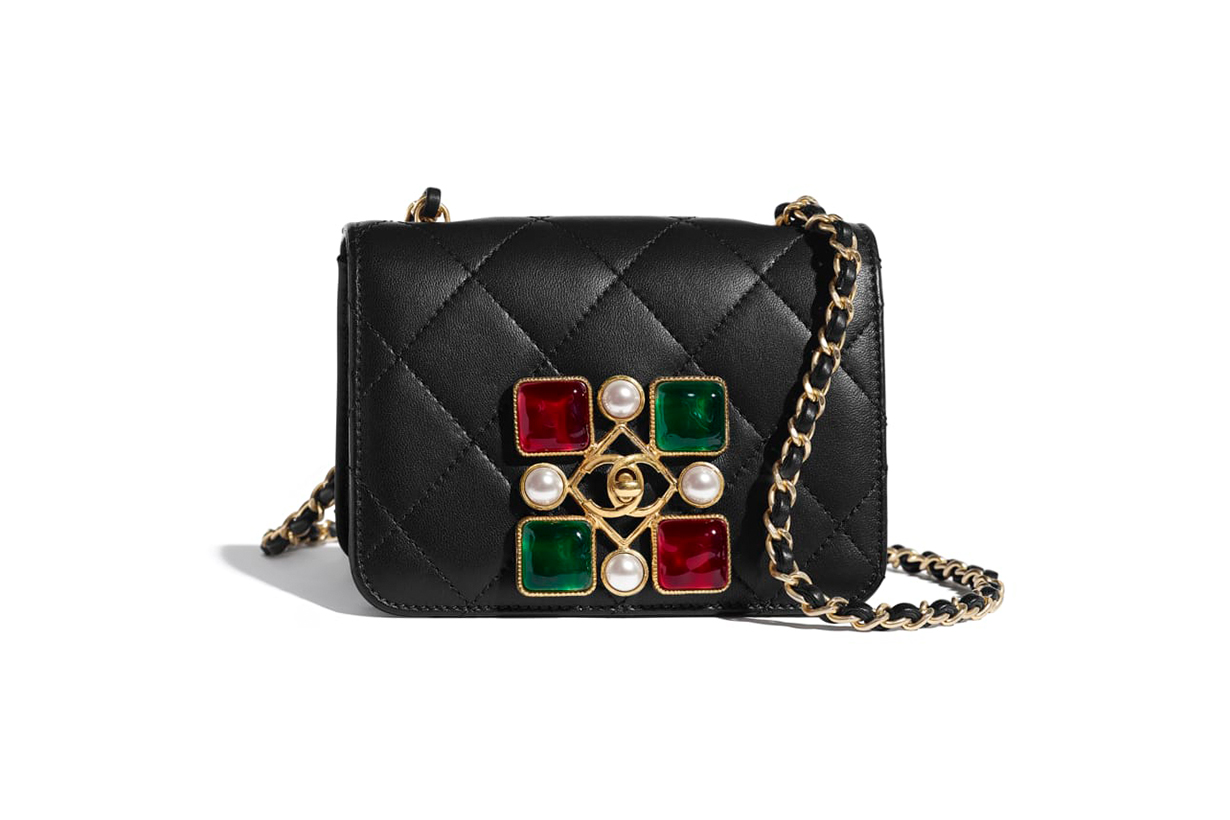 Chanel Calfskin Bag with Crystal Pearls and Resin