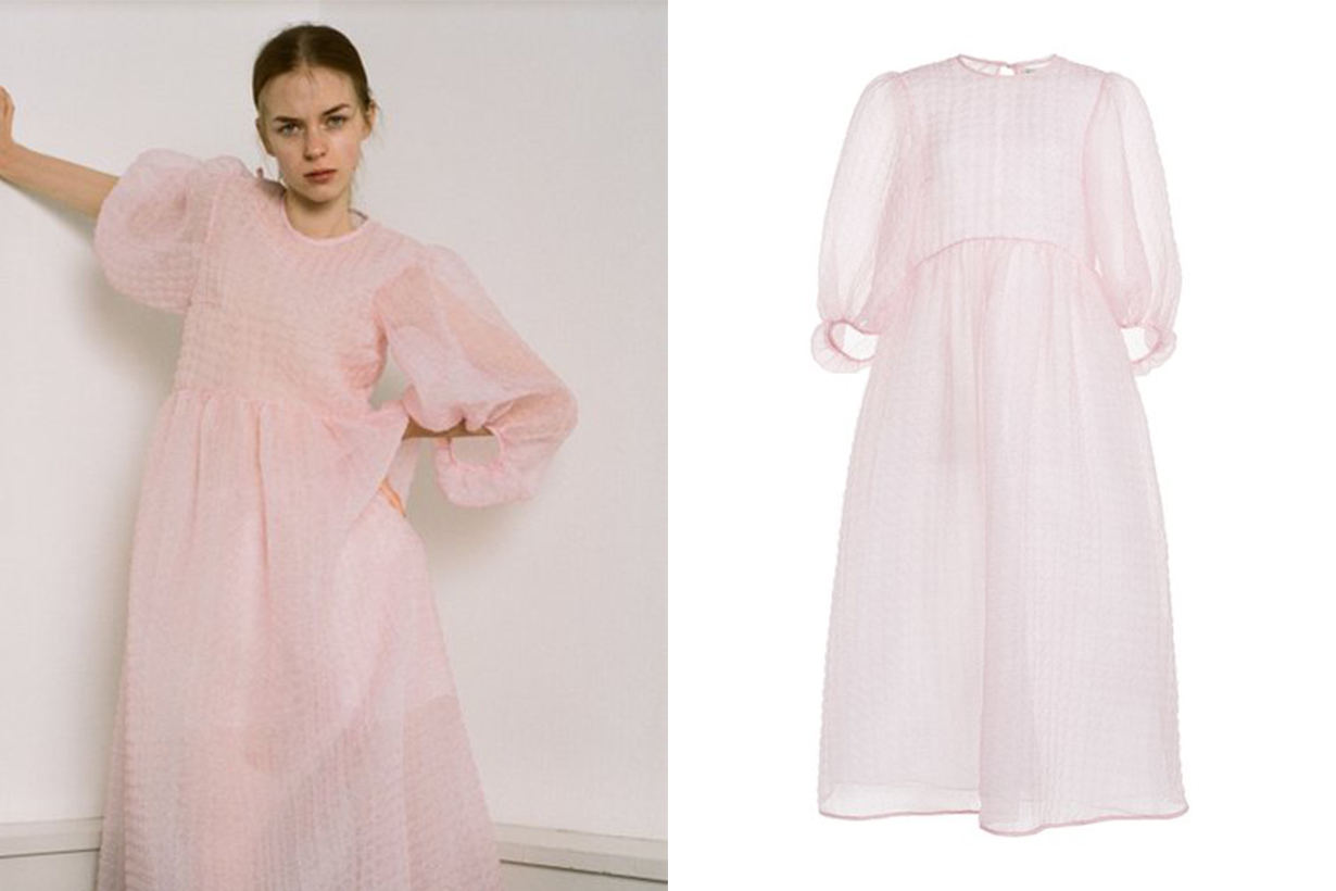 Cecilie Bahnsen Karmen Textured Silk-Blend Chiffon Midi Dress