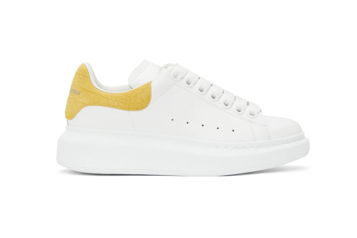 ALEXANDER MCQUEEN White & Yellow Snake Oversized Sneakers