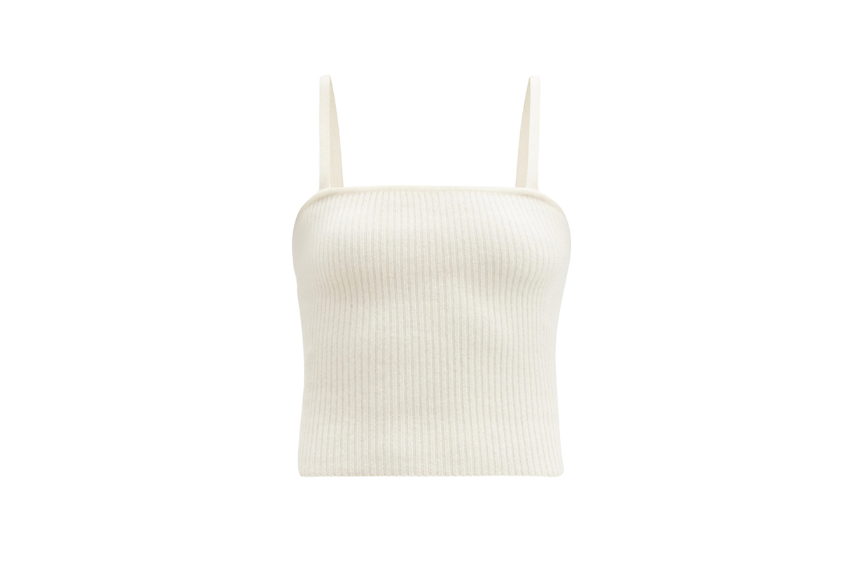 Claire square-neck ribbed-cashmere top